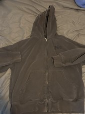 YoungLA Men's Gray Solid Full Zip Hoodie XL Regular Long Sleeve w/ Pockets picture