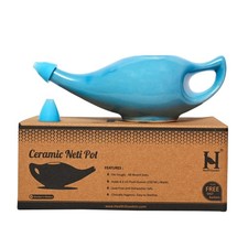 Ceramic Neti Pot, Dishwasher Safe, Premium Handcrafted with 2 Silicone Nozzle .. picture