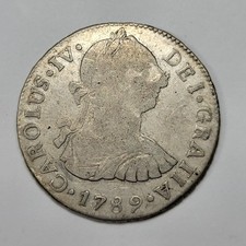 1789 Guatemala Silver 2 Reales Spanish Colonial Circulated Carolus IV *T654 picture