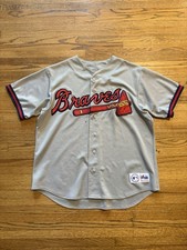 Vintage Made in USA Majestic Athletic Atlanta Braves Gray Baseball Jersey Size L picture