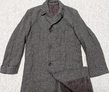 1940s-50s vintage TWEED overcoat BESPOKE custom 38R gray JAPAN made wwii jacket picture