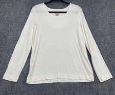 NWT Chico’s Long Sleeve Casual Glam Elevated Basics White Rhinestone Embellished picture