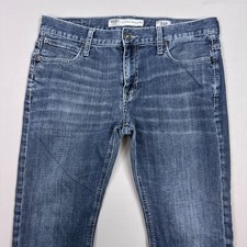 BKE Jeans Mens 34x30 Blue Carter Buckle Denim Pant Faded Stretch Dark Embroidery picture