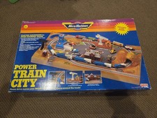 1990 Galoob Micro Machines Power Train City Playset Complete & Working + Train picture