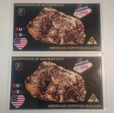 1/4 Grain 22k Gold Nugget Las Vegas Nevada Bullion Card Lot (2 Cards) picture
