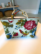 Vintage Margaret Smith Maine Floral Bird Cottagecore Canvas Tote Bag Turnlock⁠ picture