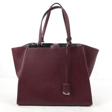 Fendi 3 Jours Top Handle Shoulder Bag In Dark Red Leather With Silver Hardware picture