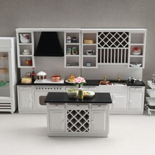 3pcs Dollhouse Miniature 1:12 Scale Kitchen Island Stove Cupboard Cabinet Decor picture