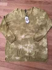 Tempo Paris Boutique Olive Mustard Tie Dye Sweater NWT M/L picture