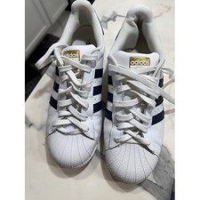 Adidas Superstar Sneakers Mens 10 White Good Navy Blue Shell Toe Low Top picture