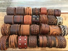 Men's Punk Wide Genuine Leather Belt Wristband Bangle Cuff Bracelet Adjustable picture