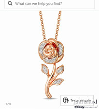 Enchanted Disney Fine Jewelry Belle Rose 10K Rose Gold 0.10ctw Diamond 19