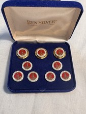 New/Old VTG BEN SILVER Red Enamel & Gold Buttons Leland Stanford University picture