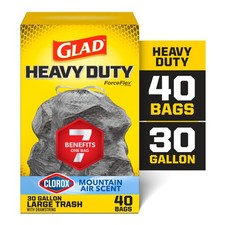 Glad ForceFlex Heavy Duty 30 Gallon Trash Bags 40 Ct Mountain Air Drawstring New picture