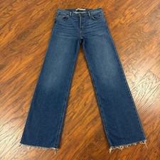 Hudson Jeans Women 28 Straight Mid Rise Stretch Dark Wash Denim Fray Rosie 28x32 picture