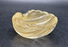 VTG RARE Barovier & Toso Murano Art Glass Gold Small Shell Bowl Salt Cellar picture