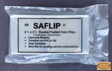50 SAFLIP 2 1/2 X 2 1/2 COIN FLIP MUSEUM QUALITY- NON PVC-Safe for coins #28512 picture