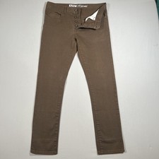 Krew K Skinny Men's Brown Button Fly Jeans Size 34x32 Mid Rise Denim Jim Greco picture