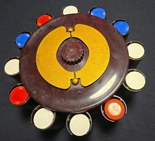 VINTAGE Turnit Mfg Carosel POKER CHIP CADDY HOLDER Game Swirled Bakelite L.A. Ca picture