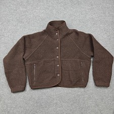 Aritzia Sunday Best Jacket Womens 2XS Brown Fleece Lined Collared Snap Pockets picture