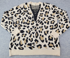 Entro By Anthropologie Sweater V Neck Animal Print Long Sleeve Womens Size L picture