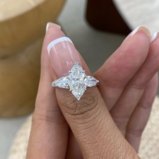 3.5ct IGI E/VVS2 Marquise Lab Created Diamond 14k White Gold Engagement Ring picture