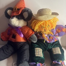 Vintage Kuddle Me Toys Plush Halloween Stuffed Pumpkin Scarecrow Mouse picture