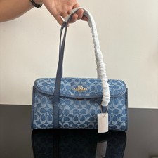 NWT CDE94 Bridget Flap Shoulder Bag Signature Denim Indigo picture
