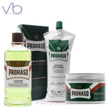 PRORASO Green Barber Set | Pre-Shave, Lotion, Shaving Cream, Menthol, Bundle picture