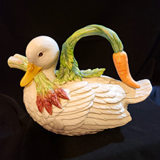 Fitz and Floyd Classics Le Canard Figural Duck Teapot 2003 Vintage Majolica picture