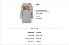 Gucci Kids Gray Hooded Dress w/ Retro Logo Colors Sz 6. picture