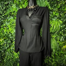 VINTAGE THE LIMITED Tops Women XS Black Blouse V Neckline Stretch Waist  0536 picture