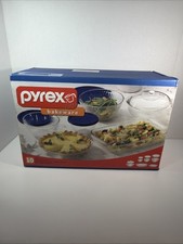Pyrex Bakeware 10Pc Vintage Sculptured Set - 9x13, Pie, 2qt & Lid, Bowls & Lids picture