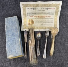 Vintage 1881 ROGERS 1930s Triple Chevron Oneida 26 Piece Set AA Heavy Silverplat picture