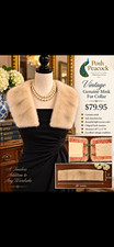 Vintage Genuine Mink Fur Collar, Cream, Women’s Formal Fur Collar Accessory picture