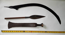 Antique African Sword Spear Congo Africa Hand Forged Knife Crafted set picture