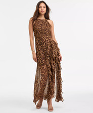 NEW Betsy & Adam Women's Andie Halter Neck Ruffle Dress, Size 4, MSRP: 239$ picture