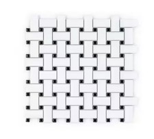 Plato Basketweave White 12 In. X 12 In. Matte and Gloss Dot Porcelain Wall - New picture