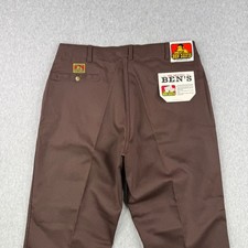 Vintage Ben Davis Pants Mens 38x29 Brown Twill Yellow Tag 80s Union Made In USA picture