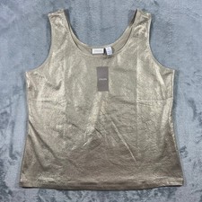 CHICO'S Microfiber Foil Tank Top Womens Size 2 Gold New Golden Shimmer 570036748 picture