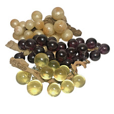 VTG  MCM 3 Lucite Acrylic Grapes Clusters Purple & Clear & White picture