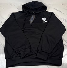 Romwe Black Hoodie Drawstring Rose Size Large picture