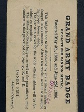 1880s GAR Grand Army Badge Captured Cannon Metal Original Envelope picture