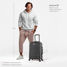 INUSA ENDURANCE LUGGAGE WITH SPINNER WHEELS | DURABLE LIGHTWEIGHT -  BLACK picture