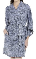 Calme by Johnny Was Double Gauze Kimono Robe Blue Black Size L picture