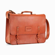 Parker Clay Brown Leather Briefcase/Camera Messenger Bag  picture
