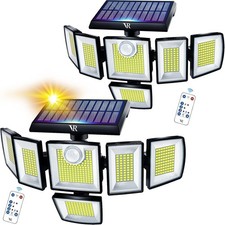2 Pack Solar Security Light Outdoor 6 head 7000K 3000LM LED Motion Sensor IP65 picture