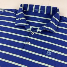 B. Draddy Polo Shirt Mens XL Blue Striped Pima Cotton Stretch Short Sleeve picture