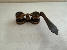 Antique Likely French Opera Glasses Binoculars w/ Enamel Beaded & Foliage Dec. picture
