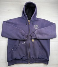Vtg Carhartt J149 Jacket Full Zip Thermal Lined Faded Distressed Paint Marks L picture